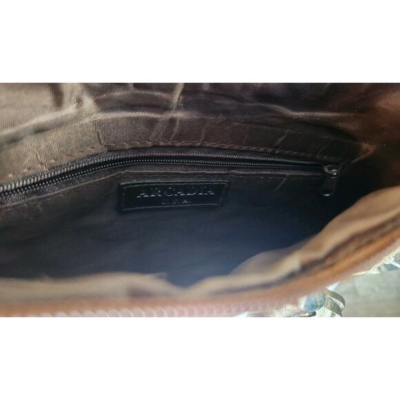 Vtg 90s Y2k Metallic Baguette Handbag Moc Croc Vegan Leather Rhinestone Studded - Picture 5 of 7